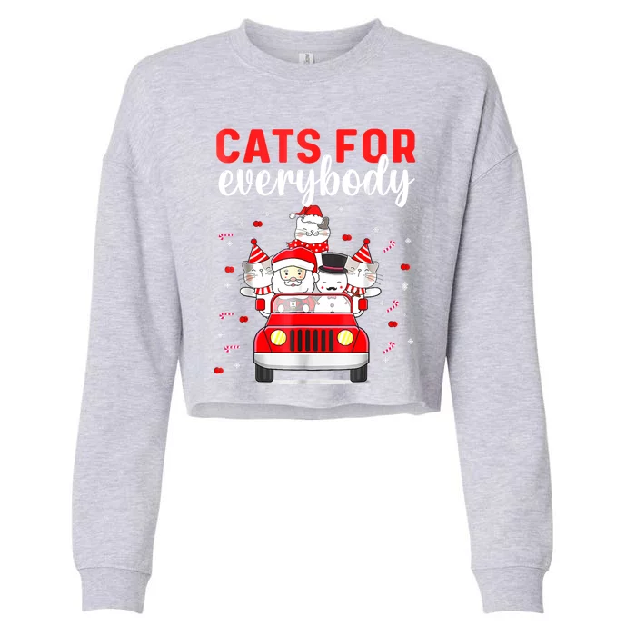 Cats For Everybody Funny Christmas Santa Cat Pet Lover Funny Gift Cropped Pullover Crew