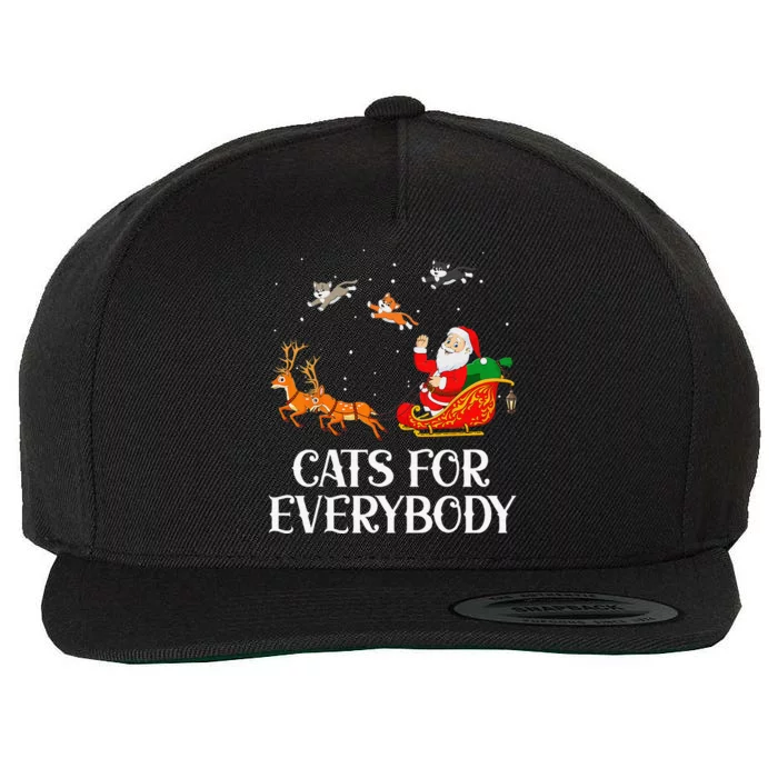 Cats For Everybody Santa Christmas Cat Funny Xmas Funny Cute Wool Snapback Cap