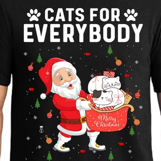 Cats For Everybody Santa Christmas Cute Cat Lover Gift Pajama Set