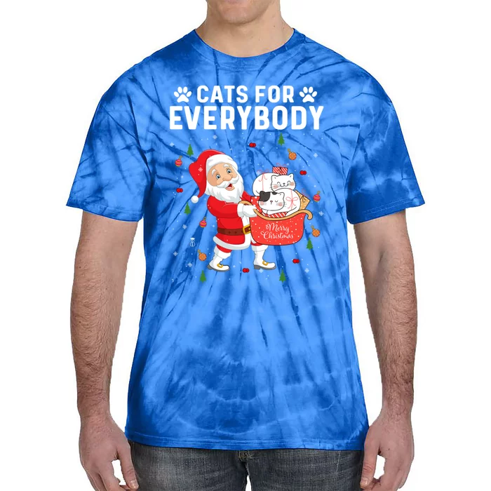 Cats For Everybody Santa Christmas Cute Cat Lover Gift Tie-Dye T-Shirt