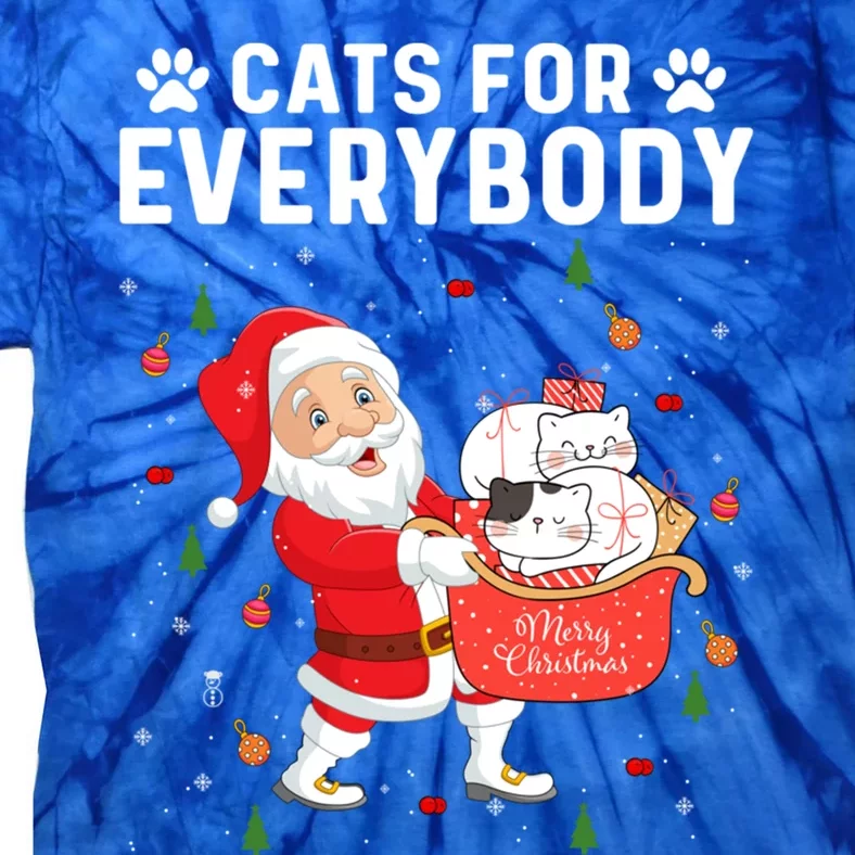 Cats For Everybody Santa Christmas Cute Cat Lover Gift Tie-Dye T-Shirt