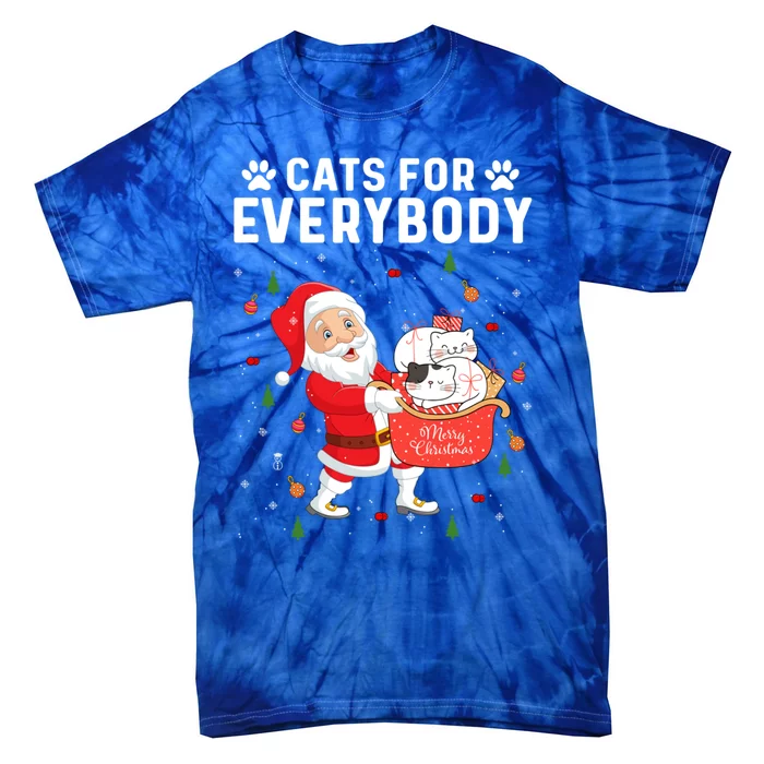 Cats For Everybody Santa Christmas Cute Cat Lover Gift Tie-Dye T-Shirt