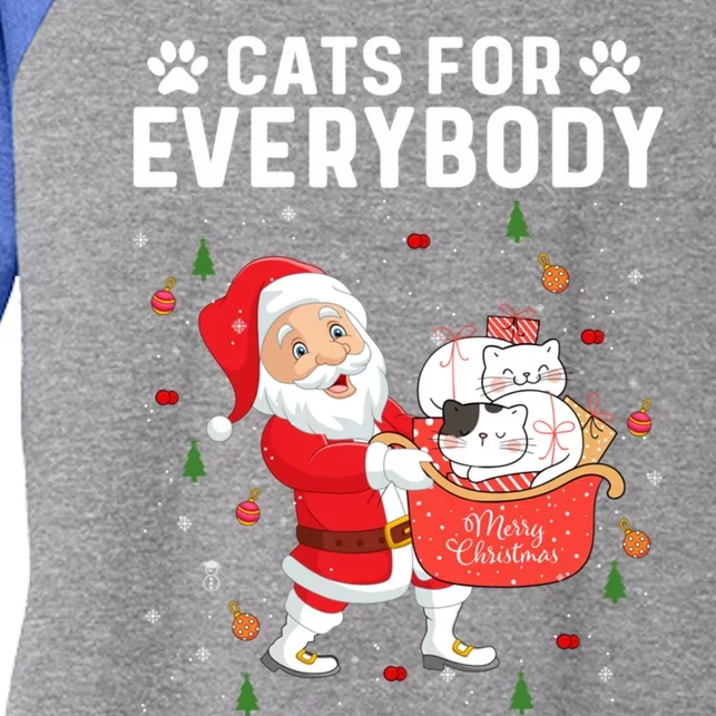 Cats For Everybody Santa Christmas Cute Cat Lover Gift Women's Tri-Blend 3/4-Sleeve Raglan Shirt