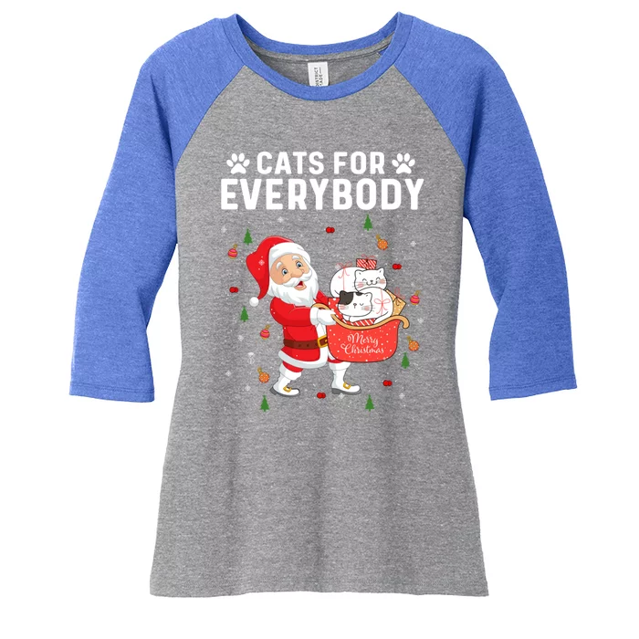 Cats For Everybody Santa Christmas Cute Cat Lover Gift Women's Tri-Blend 3/4-Sleeve Raglan Shirt