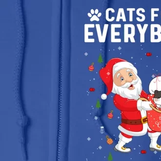 Cats For Everybody Santa Christmas Cute Cat Lover Gift Full Zip Hoodie