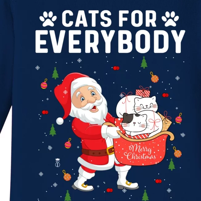 Cats For Everybody Santa Christmas Cute Cat Lover Gift Baby Long Sleeve Bodysuit