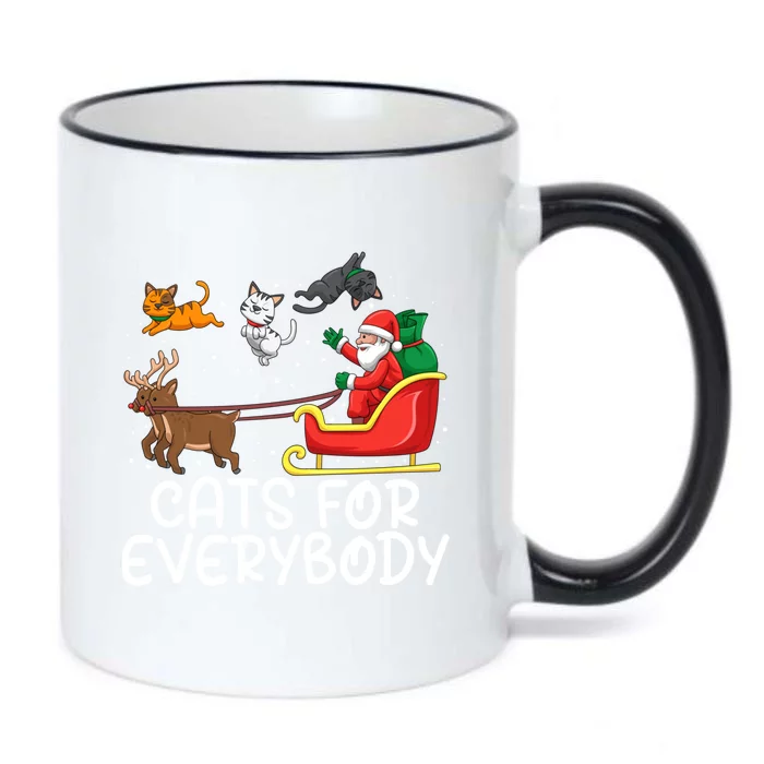 Cats For Everybody Santa Sleigh Xmas Funny Cat Christmas Gift Black Color Changing Mug