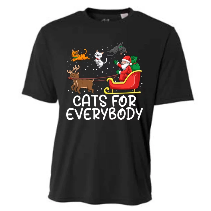 Cats For Everybody Santa Sleigh Xmas Funny Cat Christmas Gift Cooling Performance Crew T-Shirt