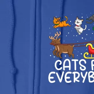 Cats For Everybody Santa Sleigh Xmas Funny Cat Christmas Gift Full Zip Hoodie