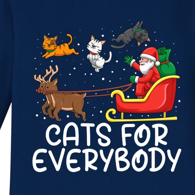 Cats For Everybody Santa Sleigh Xmas Funny Cat Christmas Gift Baby Long Sleeve Bodysuit