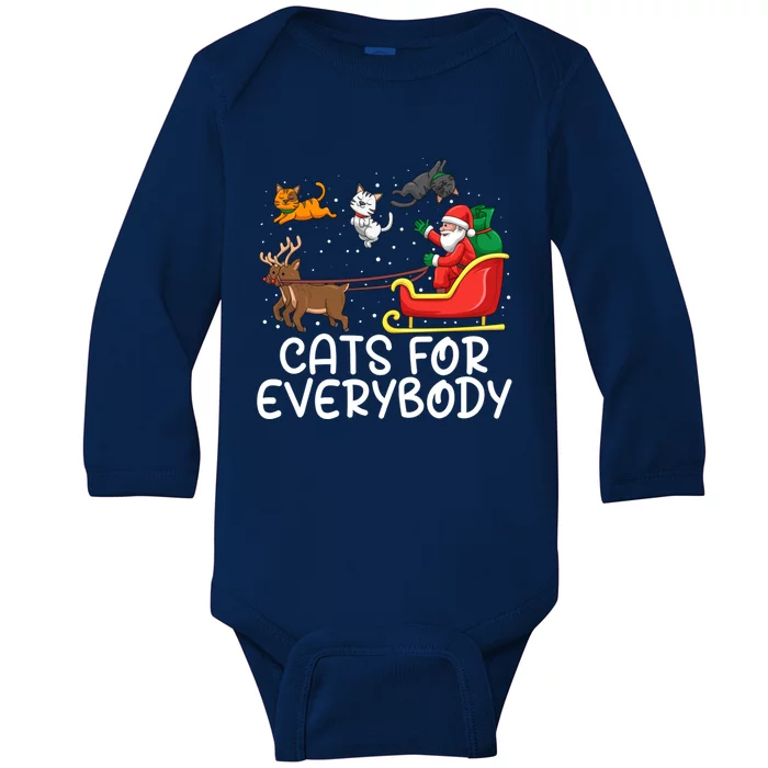 Cats For Everybody Santa Sleigh Xmas Funny Cat Christmas Gift Baby Long Sleeve Bodysuit