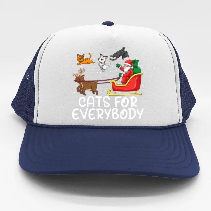 Cats For Everybody Santa Sleigh Xmas Funny Cat Christmas Gift Trucker Hat