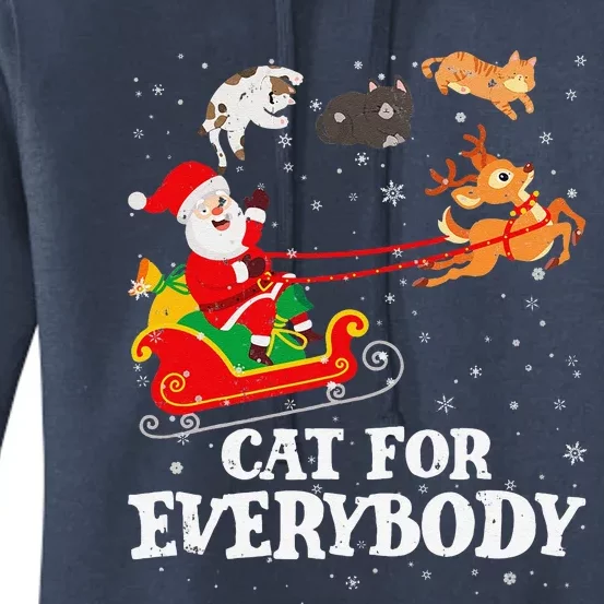 Cats For Everybody Santa Funny Christmas PJs Xmas Funny Funny Women's Pullover Hoodie