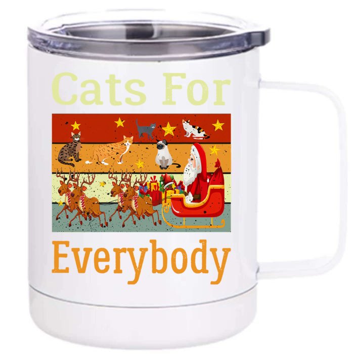 Cats For Everybody Ugly Christmas Cat Funny Xmas Vintage Gift Front & Back 12oz Stainless Steel Tumbler Cup