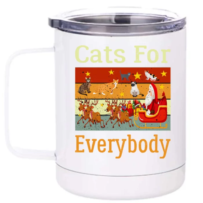 Cats For Everybody Ugly Christmas Cat Funny Xmas Vintage Gift Front & Back 12oz Stainless Steel Tumbler Cup