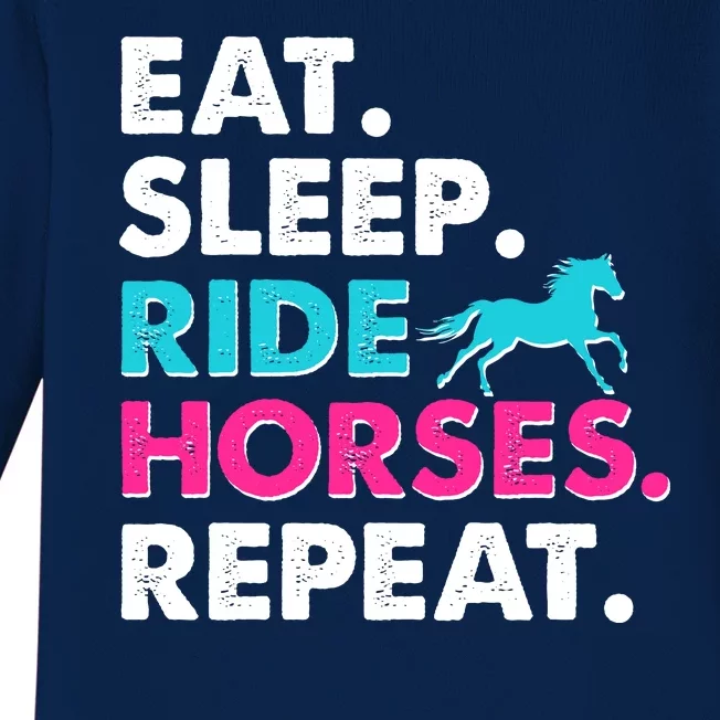 Cute Funny Eat Sleep Ride Horses Repeat Baby Long Sleeve Bodysuit