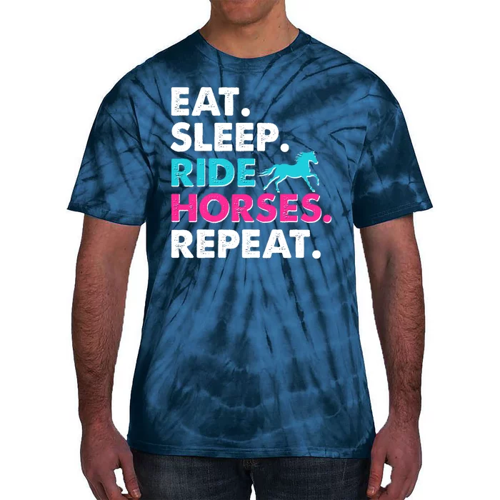 Cute Funny Eat Sleep Ride Horses Repeat Tie-Dye T-Shirt