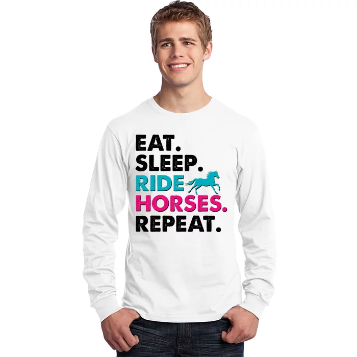 Cute Funny Eat Sleep Ride Horses Repeat Long Sleeve Shirt