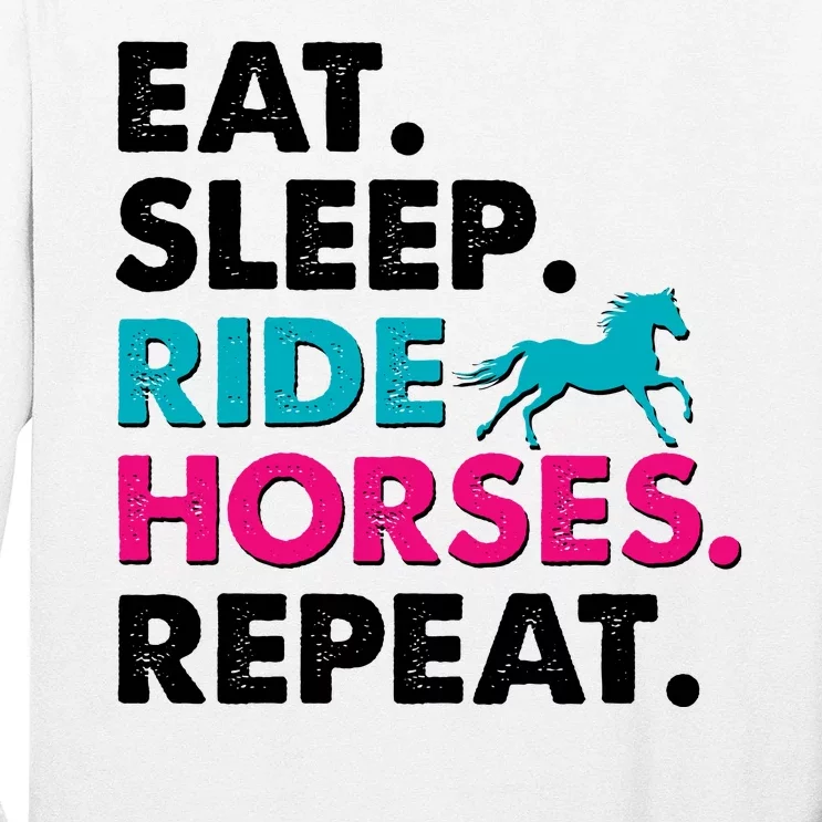 Cute Funny Eat Sleep Ride Horses Repeat Long Sleeve Shirt