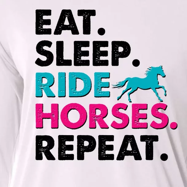 Cute Funny Eat Sleep Ride Horses Repeat Cooling Performance Long Sleeve Crew