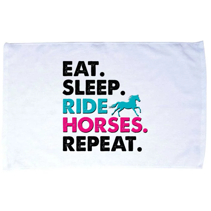 Cute Funny Eat Sleep Ride Horses Repeat Microfiber Hand Towel