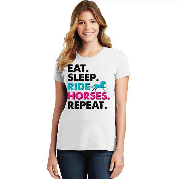 Cute Funny Eat Sleep Ride Horses Repeat Women's T-Shirt