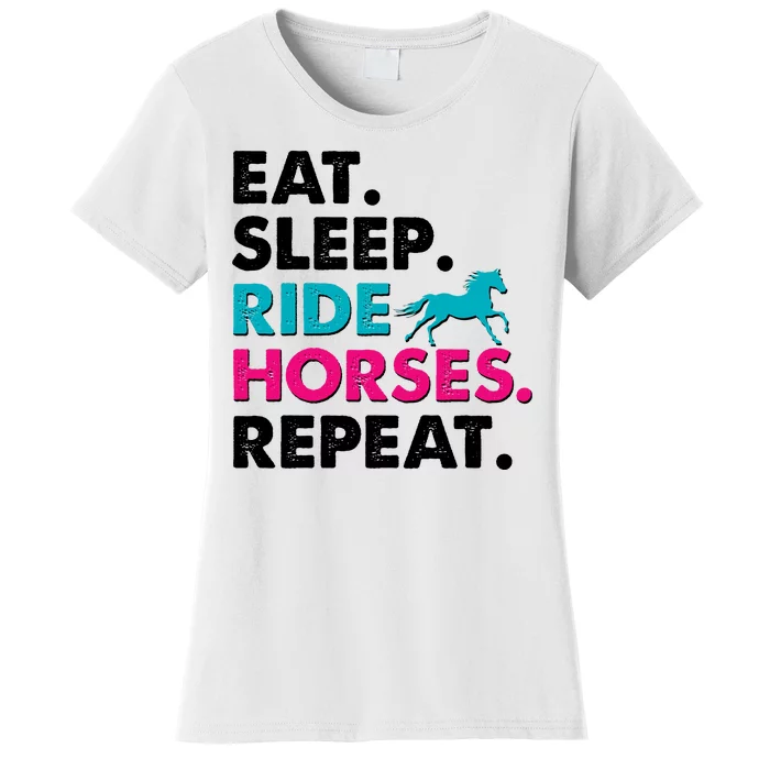 Cute Funny Eat Sleep Ride Horses Repeat Women's T-Shirt