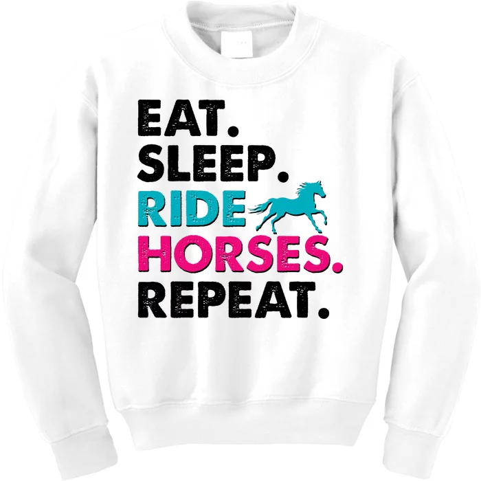 Cute Funny Eat Sleep Ride Horses Repeat Kids Sweatshirt