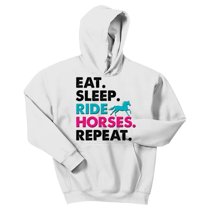 Cute Funny Eat Sleep Ride Horses Repeat Kids Hoodie