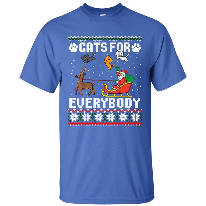 Cats For Everybody Ugly Funny Christmas Cute Cat Xmas Pajama Gift Tall T-Shirt