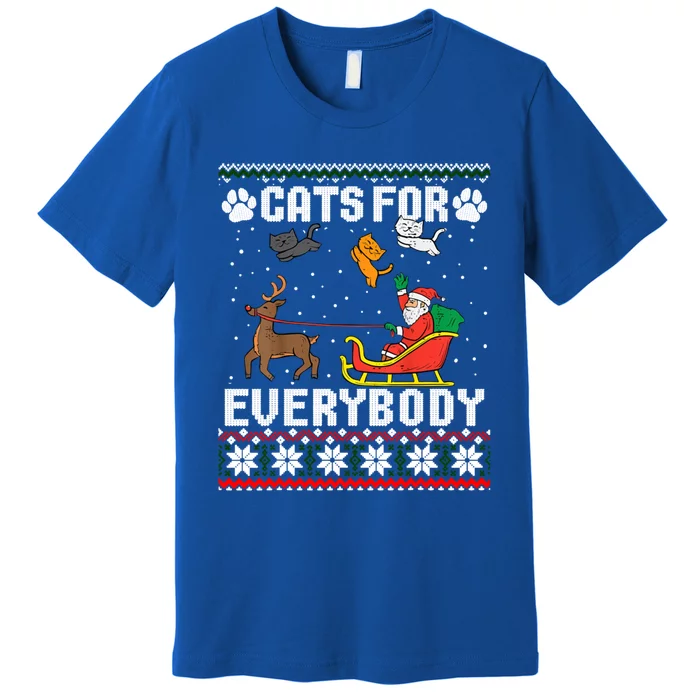 Cats For Everybody Ugly Funny Christmas Cute Cat Xmas Pajama Gift Premium T-Shirt