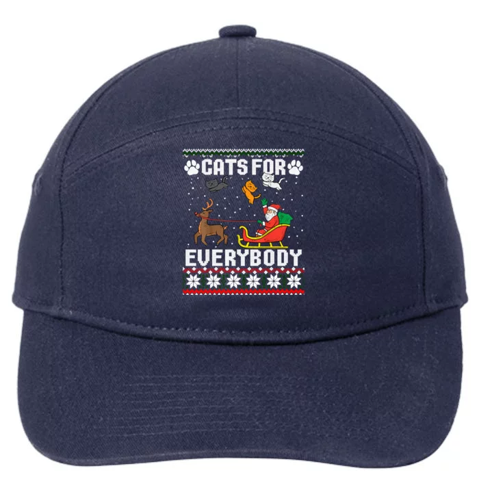 Cats For Everybody Ugly Funny Christmas Cute Cat Xmas Pajama Gift 7-Panel Snapback Hat