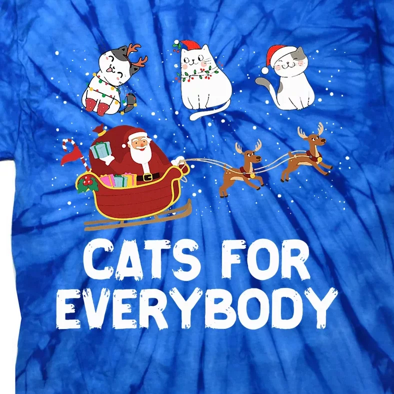 Cats For Everybody Festive Christmas Santa Xmas Funny Ugly Tie-Dye T-Shirt