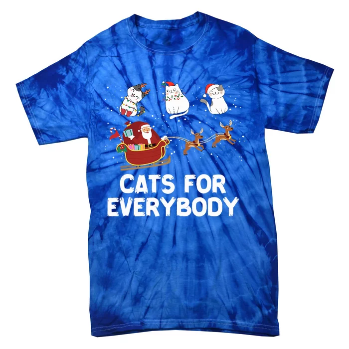 Cats For Everybody Festive Christmas Santa Xmas Funny Ugly Tie-Dye T-Shirt