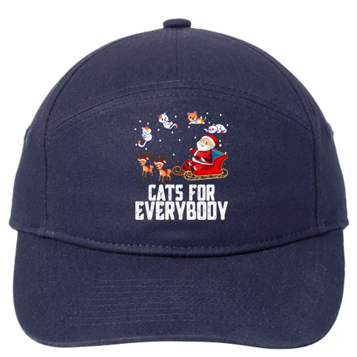 Cats For Everybody Christmas Cat Funny Holiday Funny Gift Funny Gift 7-Panel Snapback Hat