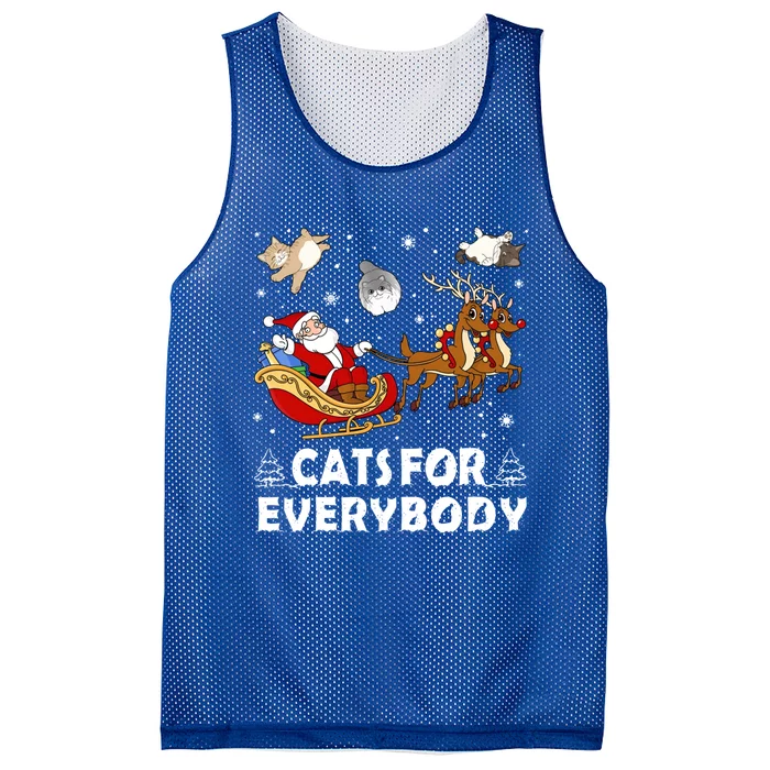 Cats For Everybody Christmas Cat Funny Xmas Santa Gift Mesh Reversible Basketball Jersey Tank