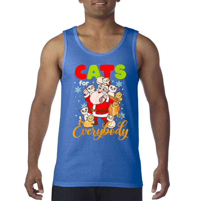 Cats For Everybody Christmas Cat Funny Xmas Pajama Gift Tank Top