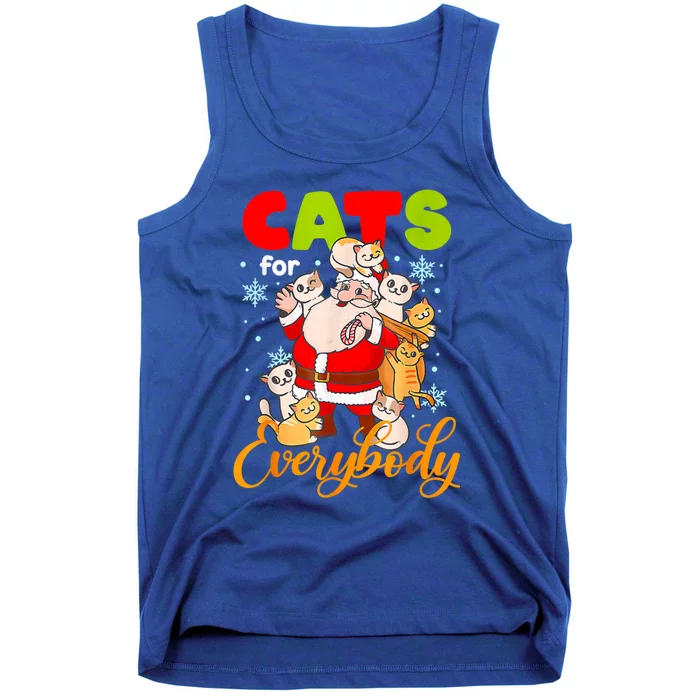 Cats For Everybody Christmas Cat Funny Xmas Pajama Gift Tank Top