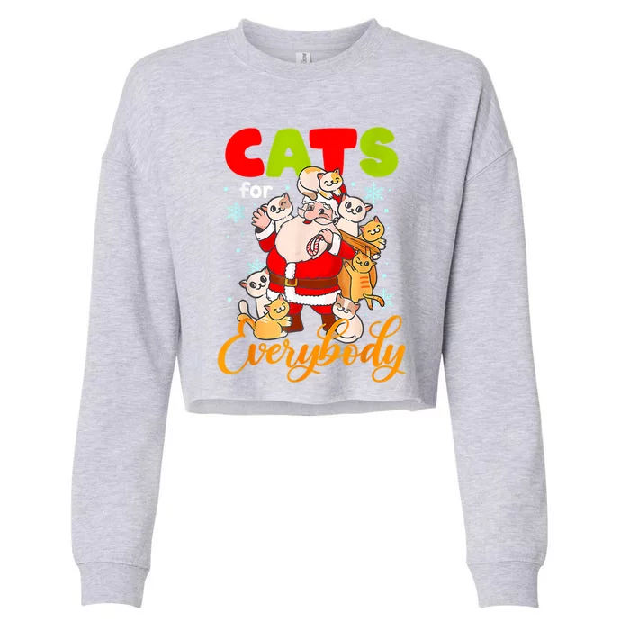 Cats For Everybody Christmas Cat Funny Xmas Pajama Gift Cropped Pullover Crew