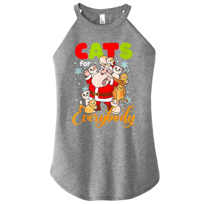 Cats For Everybody Christmas Cat Funny Xmas Pajama Gift Women’s Perfect Tri Rocker Tank