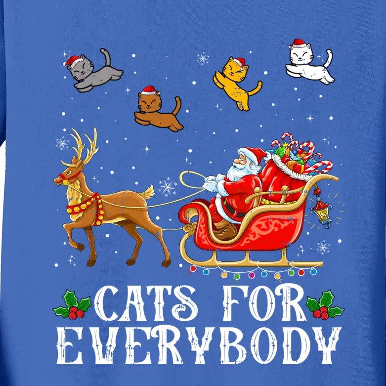 Cats For Everybody Christmas Cat Funny Xmas Santa Cute Gift Kids Long Sleeve Shirt