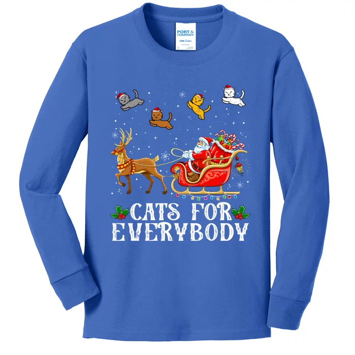 Cats For Everybody Christmas Cat Funny Xmas Santa Cute Gift Kids Long Sleeve Shirt