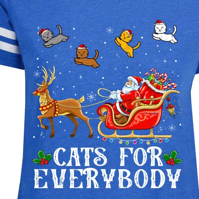 Cats For Everybody Christmas Cat Funny Xmas Santa Cute Gift Enza Ladies Jersey Football T-Shirt