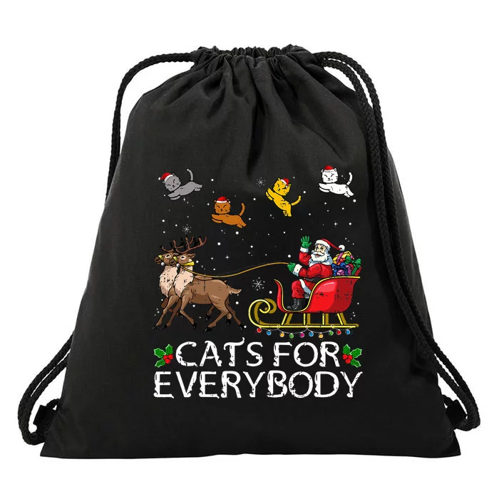 Cats For Everybody Christmas Cat Funny Xmas Santa Drawstring Bag