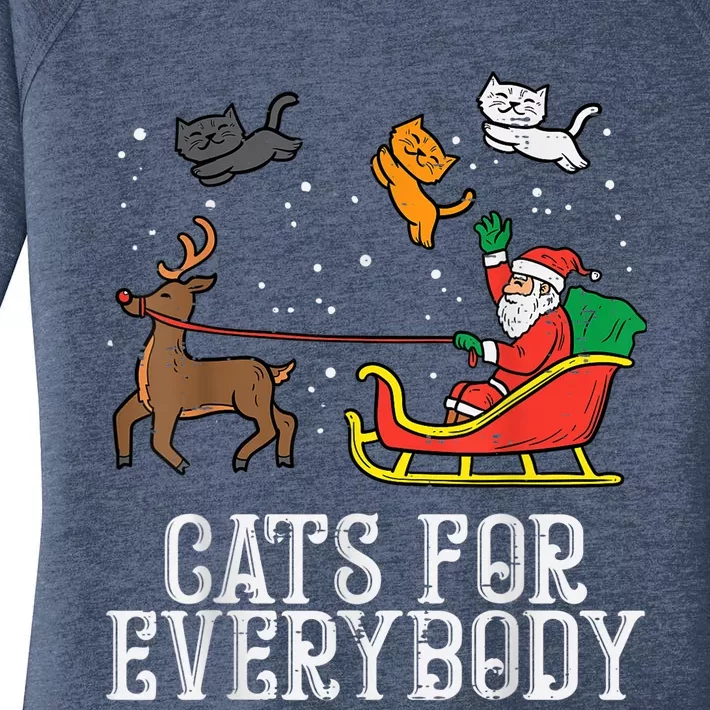 Cats For Everybody Christmas Cat Funny Xmas Wo Santa Women's Perfect Tri Tunic Long Sleeve Shirt