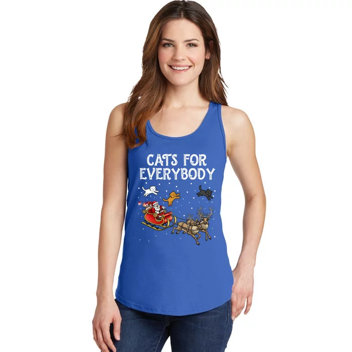 Cats For Everybody Christmas Cat Funny Xmas Santa Gift Ladies Essential Tank