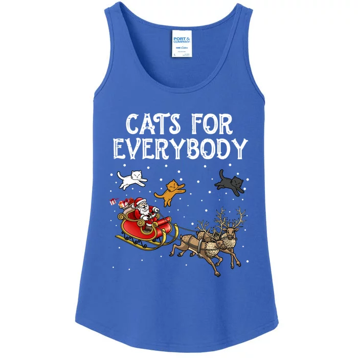 Cats For Everybody Christmas Cat Funny Xmas Santa Gift Ladies Essential Tank