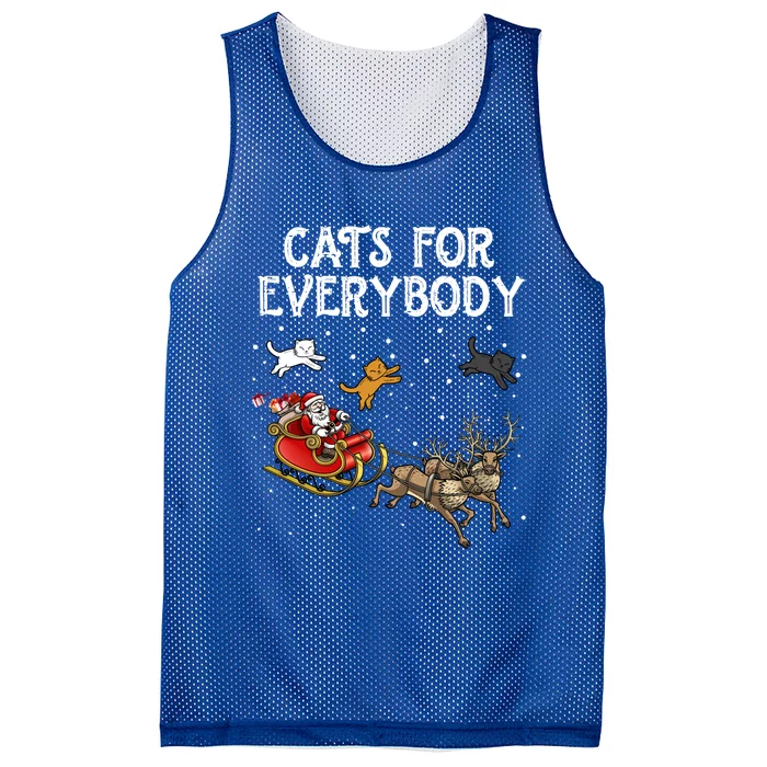 Cats For Everybody Christmas Cat Funny Xmas Santa Gift Mesh Reversible Basketball Jersey Tank