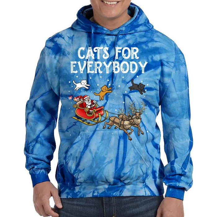 Cats For Everybody Christmas Cat Funny Xmas Santa Gift Tie Dye Hoodie