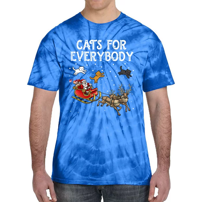 Cats For Everybody Christmas Cat Funny Xmas Santa Gift Tie-Dye T-Shirt